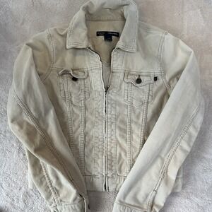 Y2K Vintage Trucker Corduroy Khaki Faded Abercrombie Fitch Jacket Woman's Size L